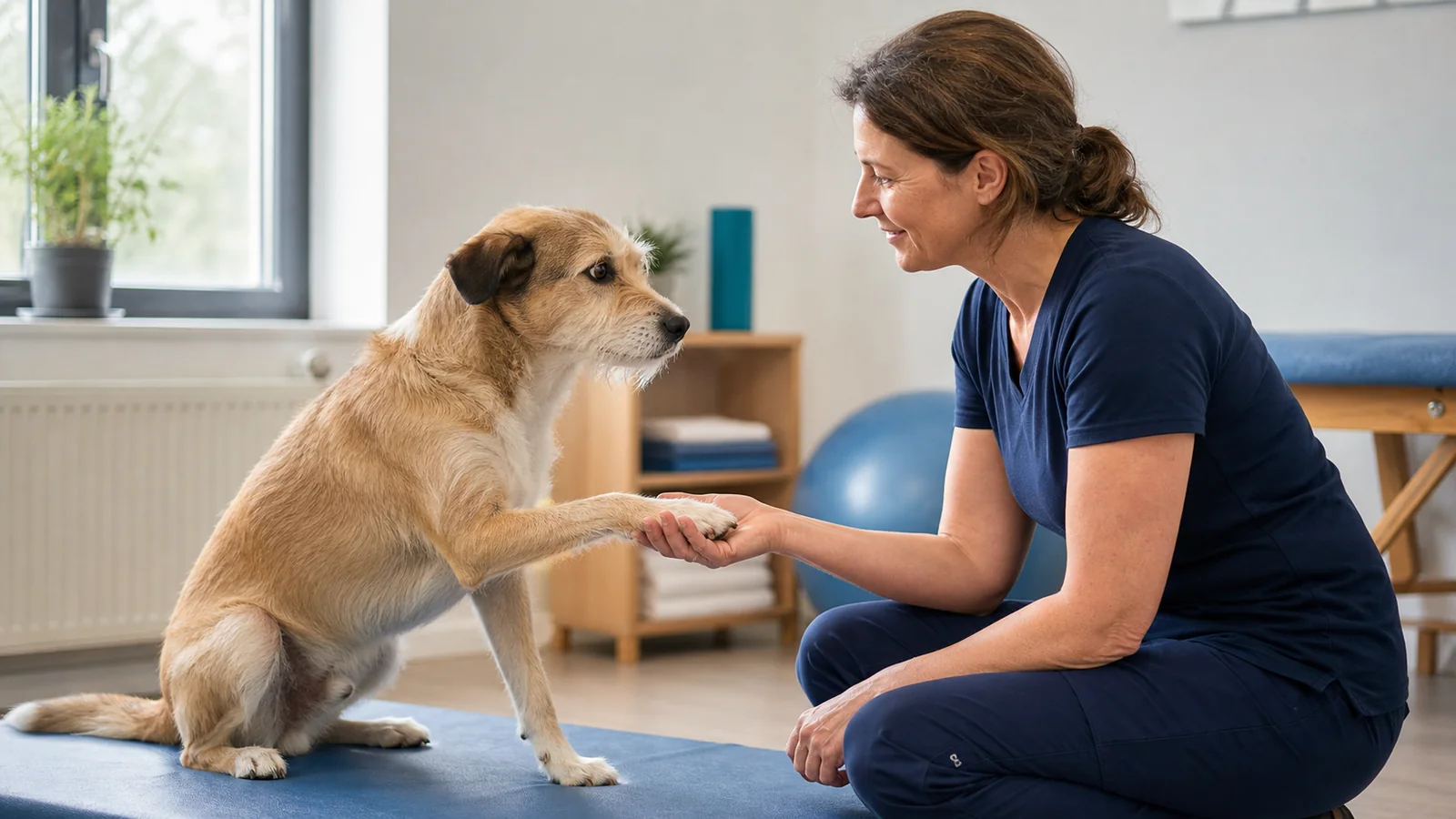 Erster Fellness-Termin mit Mischlingshund und PhysicalOne+ Pets Therapeutin
