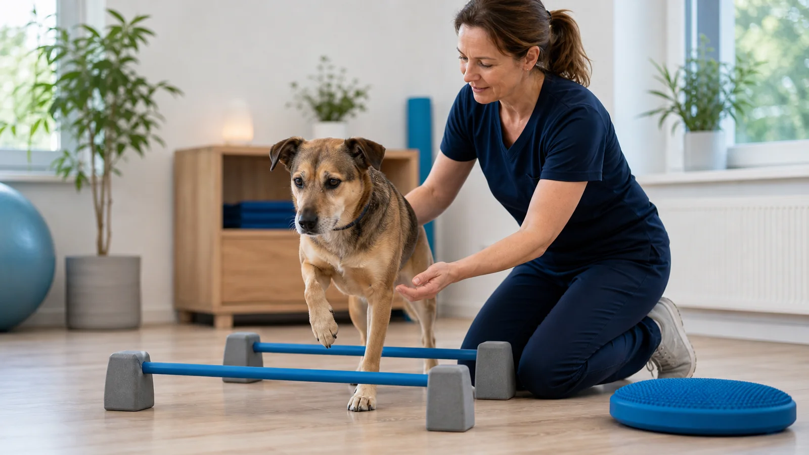 Therapeutische Muskelaufbau-Übung mit Mischlingshund bei PhysicalOne+ Pets